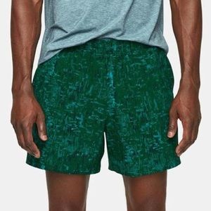 Outdoor Voices Green Patterned Anytime Lined Athletic Shorts Mens SZ L 5” Inseam